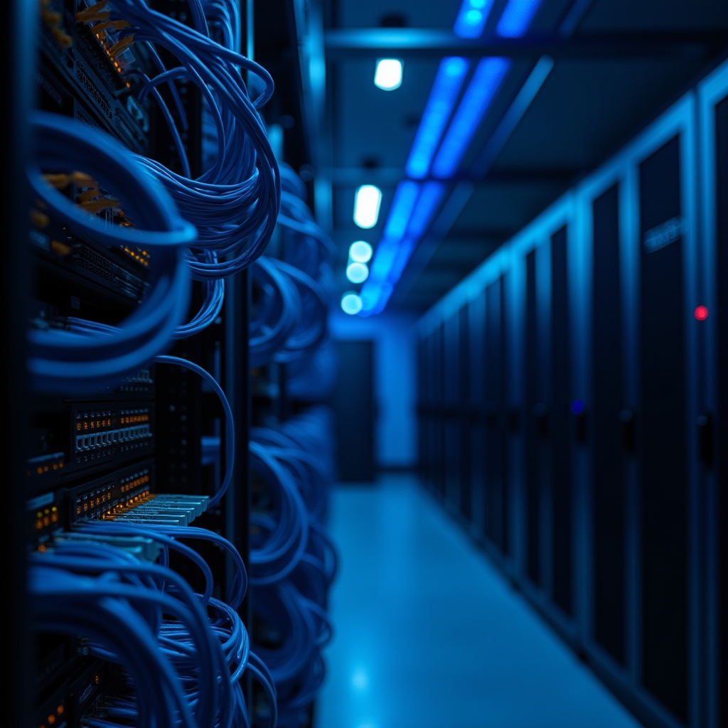Professional structured cabling installation in network server room